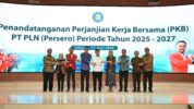 PLN dan Serikat Pekerja Dalam Penandatanganan Perjanjian Kerja Bersama (PKB) PT PLN (Persero) Periode Tahun 2025-2027